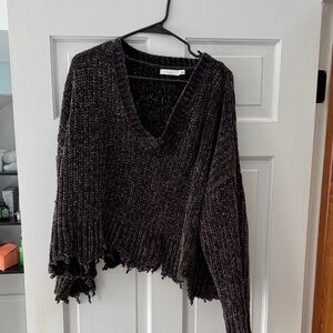 Lush Dark Knit V-Neck Sweater